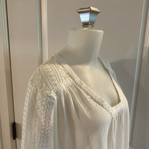 Fat Face Beachwear 100% Cotton Boho Popover Peasant Gauze White Top‎ -Size 10 - Picture 5 of 16